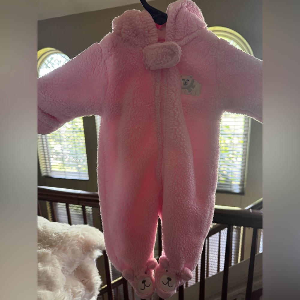Carter's Pink Fleece Baby snowsuit onesize